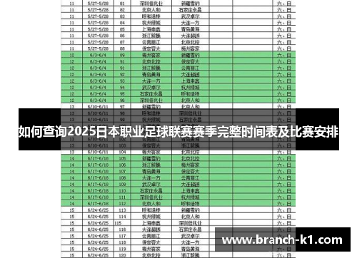 如何查询2025日本职业足球联赛赛季完整时间表及比赛安排